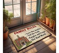 XYBH Tappeto retrò con regole della famiglia: amore, verità, perdona, parole gentili. Stuff Zerbino per adolescenti e uomini, decorazione cabe (65 x 90 cm)