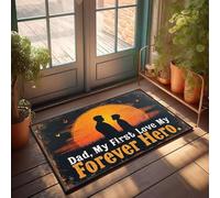 XYBH Tappeto rustico da cucina con scritta "Dad", My First Love, My Forever Hero, zerbino di benvenuto in fattoria, decorazione per piscina (65 x 90 cm)
