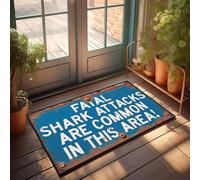 XYBH Zerbino a molla per ingresso esterno, gli attacchi fatali di squalo sono comuni in questa zona! Zerbino per scarpe, decorazioni autunnali per veranda di casa (65 x 90 cm)