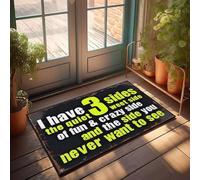 XYBH Zerbino autunnale con scritta "I Have 3 lati: silenzioso, divertente e pazzo", zerbino nascosto, per cucina, casa colonica, decorazione per camera da letto dei ragazzi (65 x 90 cm)