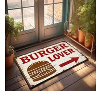 XYBH Zerbino autunnale per amanti degli hamburger, con freccia che punta a destra, zerbino per esterni e per esterni (40 x 60 cm)