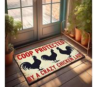XYBH Zerbino autunnale per esterni Coop protetto da una signora di pollo pazza. Zerbino per porta amici, decorazione portico per esterni (50 x 80 cm)
