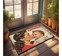 XYBH Zerbino autunnale per ingresso esterno, con scritta in inglese "A Woman Kisses Her Baby On The Cheek. Zerbino per esterni per porta d'ingresso, casa da solo, zerbino (40 x 60 cm)