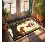 XYBH Zerbino autunnale per ingresso esterno, un cane si siede sotto un albero con il testo che ero me. Zerbino per esterni tappetino cool roba per ragazzi (65 x 90 cm)