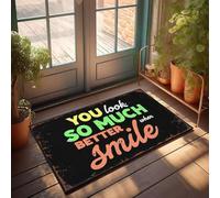 XYBH Zerbino con scritta "Fall Out", con scritta in inglese "You Look So Much Better When Smile", zerbino per esterni di grandi dimensioni (50 x 80 cm)