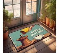 XYBH Zerbino con scritta in inglese "Fall Welcome Mats Outdoor Life Begins After Coffee". Zerbino divertente per patio, decorazione da scrivania per uomo (50 x 80 cm)