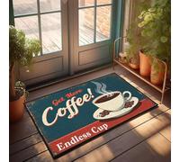 XYBH Zerbino con scritta in inglese "Hello Get More Coffeeeeeee!" Endless Cup, zerbino divertente con scarpe e decorazioni per bar (50 x 80 cm)