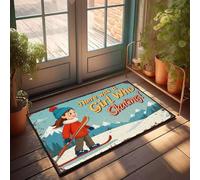 XYBH Zerbino con scritta in inglese "There Was A Girl Who Skating!", zerbino per interni ed esterni, decorazione autunnale (50 x 80 cm)