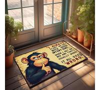 XYBH Zerbino con scritta "Welcome-Ish", scimmia con espressione e didascalia sulle buone intenzioni che vanno male. Zerbino alla moda per la tua stanza indie (40 x 60 cm)