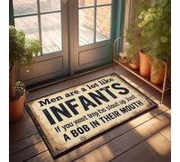 XYBH Zerbino da giardino con scritta "Men Are Like Infants.Feed them What They Want". Zerbino per casa colonica, bagno, tappetino estivo (40 x 60 cm)