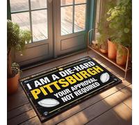 XYBH Zerbino decorativo per il cortile con scritta "I Am A Die-Hard Pittsburgh", accessorio per cucina, patio, bar (40 x 60 cm)