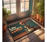 XYBH Zerbino di benvenuto per porta d'ingresso all'aperto che cambia la vita del caffè. Zerbino decorativo per casa sul lago, regalo per marito (50 x 80 cm)
