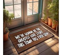 XYBH Zerbino divertente per esterni con scritta in inglese "We'Re going Be The Greatest Love Story This Town has ever seen". Zerbino con scarpe e scritta in lingua inglese "We'Re going Be The Greatest