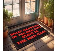 XYBH Zerbino divertente per esterni con scritta in inglese "What Happens In The Man Cave Stay In The Man Cave". Zerbino con scarpe e scritta in lingua inglese "Qui ", decorazione per bar (65 x 90 cm)