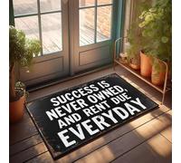 XYBH Zerbino estivo con scritta "Success Is Never Owned, And Rent Due Everyday". Zerbino decorativo per la casa da uomo, portico anteriore, decorazione autunnale (50 x 80 cm)