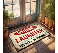 XYBH Zerbino grande con scritta in inglese "Laughter Therapy in Progress", per camera da letto, esterno, 50 x 80 cm