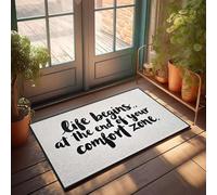 XYBH Zerbino invernale con scritta "Knock Before Entering Door Sign Life Begins At The End Of Your Comfort Zone" (50 x 80 cm)