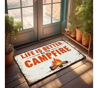 XYBH Zerbino invernale con scritta "Knock Before Entering Door Sign Life Is Better By The Campfire" (65 x 90 cm)