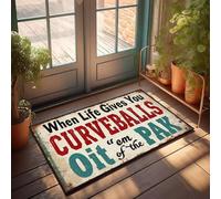 XYBH Zerbino per esterni con scritta in inglese "When Life gives you Curveball", "Hit 'Em Out Of The Park". Zerbino per videogiochi, accessori per interni per porta d'ingresso (50 x 80 cm)