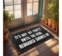 XYBH Zerbino per esterni con scritta "It's Not A Party Until The Redhead Shows Up", zerbino per porta d'ingresso, per esterni, portico anteriore, decorazione autunnale (65 x 90 cm)