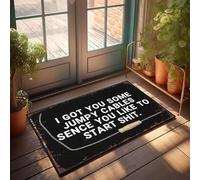 XYBH Zerbino per esterni e casa, con scritta "I Got You Some Jumper Cables Since You Like To Start Shit", zerbino per esterni, tappeto divertente da bagno (65 x 90 cm)