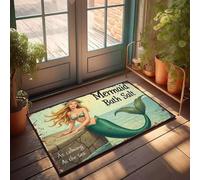 XYBH Zerbino per esterni, grande, motivo sirena, con sale da bagno, calmante come il mare, tappeto da cucina, stile fattoria, tappetino per esterni (65 x 90 cm)