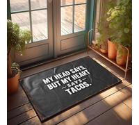 XYBH Zerbino per porta anteriore con scritta "Fall My Head Says No, But My Heart Says Yes", divertente decorazione per la casa e la stanza dei giochi (50 x 80 cm)