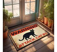 XYBH Zerbino per porta d'ingresso con scritta "Attack Cat By Doormat Bath" set di tappeti da bagno decorazioni autunnali per portico di casa (50 x 80 cm)
