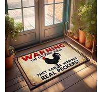 XYBH Zerbino per porta d'ingresso con scritta in inglese "Warning The Chickens Angry", set di tappetini da bagno, decorazioni autunnali per portico di casa (65 x 90 cm)