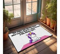 XYBH Zerbino per porta d'ingresso con unicorno che fa yoga, didascalia: trovare la pace nel momento presente. Zerbino divertente decorazione per la casa e la stanza dei giochi (40 x 60 cm)