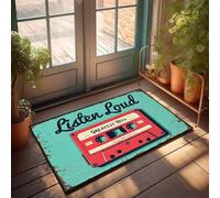 XYBH Zerbino personalizzato per porta d'ingresso Listen Loud: Greatest Hits Tape Zerbino per sala giochi Mobili Man Cabe Decor (40 x 60 cm)