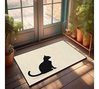XYBH Zerbino personalizzato per porta d'ingresso silhouette di un gatto seduto. Stuff per la stanza dei ragazzi decorazione della porta (40 x 60 cm)
