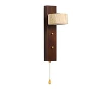 XYBZJP Lampada da parete in stile industriale moderno con interruttore a cerniera, luce LED calda, applique da parete in travertino giallo, abbinata a una base in legno, lampada decorativa per soggio
