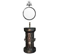 XYEJL Lavandino a Colonna in Ferro Battuto Handmade,Stile Industriale Lavabo Bagno con Rubinetto E Scarico Combinato Deco,Facile da Pulire Adatto per Ristorante Bar,B