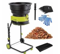 XYEJL Trituratore Elettrico Foglie Giardino, Trituratore Compost 2500 W con Ruote, Trituratore Elettrico 8000 Giri/Min, Rapporto Triturazione 17:1, Diametro Dell'imbuto Compost 54 Cm,Powercord×50m