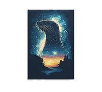 XYEMLZCC Poster decorativo da parete con lontra sotto le stelle, stampa artistica su tela, poster decorativo moderno, per camera da letto, 40 x 60 cm