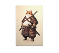 XYEMLZCC Poster decorativo da parete su tela, motivo: gatto arancione guerriero, stampa artistica moderna per camera da letto, per camera da letto, 50 x 75 cm
