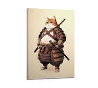XYEMLZCC Poster decorativo da parete su tela, motivo: gatto arancione guerriero, stampa artistica moderna per camera da letto, per camera da letto, 50 x 75 cm