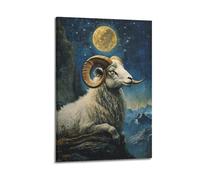 XYEMLZCC Poster decorativo da parete su tela, motivo: Ram Under The Moon, stampa moderna, per camera da letto, 40 x 60 cm