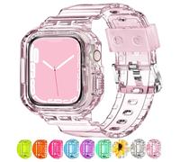 XYF Compatibile con cinturini trasparenti per Apple Watch, 45 mm, 44 mm, 42 mm, 41 mm, 40 mm, 38 mm, con custodia paraurti per uomo e donna, custodia sportiva e cinturino per iWatch serie 8, 7, SE, 6,