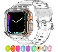 XYF Compatibile con cinturini trasparenti per Apple Watch, 45 mm, 44 mm, 42 mm, custodia antiurto per uomo e donna, cinturino sportivo in gelatina per iWatch Ultra 2/1 Series 10 9 8 7 SE 6 5 4 3 2 1