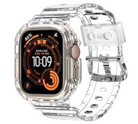 XYF Compatibile con cinturini trasparenti per Apple Watch Ultra 2, 49 mm, da uomo e da donna, in gelatina, per iWatch Ultra 2/1 Series 9 8 7 SE 6 5 4 3 2 1 (CrystalClear, 49)