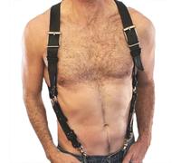 XYFfybhsd Cintura Pettorale in Pelle PU Leather Harness Regolabile per Uomo (Size:Taglia unica,Color:Nero)