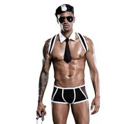 XYFfybhsd Costumi Da Poliziotto Da Uomo Sexy Tempt Bar Da Per Spettacoli Da Discoteca Di San Valentino (Size:Taglia unica,Color:Nero)