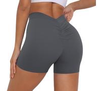 XYFfybhsd Donna Push Up Leggins Corti a Vita Alta Butt Lift Pantaloni Sportivi Scrunch Shorts per Running Fitness Yoga Workout (Size:XL,Color:Verde)