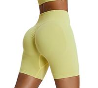 XYFfybhsd Donna Yoga Palestra Ciclismo Sport Corsa Vita Alta Pantaloncini Sportivi Shorts Corti Elasticizzati Ciclisti(Size:L,Color:Giallo)