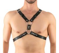 XYFfybhsd Imbracatura Regolabile di Cuoio Nero Body Chest Harness Uomo Bondagerie (Size:Taglia unica,Color:Nero)
