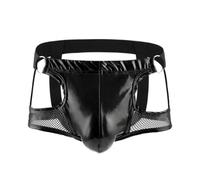 XYFfybhsd Jockstrap Perizoma da Uomo in Pelle Verniciata Sexy G-Strings(Size:L,Color:Nero)