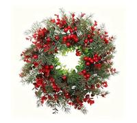 XYFGSBHQ 1 Pezzo, graziosa Ghirlanda Natalizia da 13,8 Pollici con Bacche di eucalipto Rosso - Perfetta for la Porta d'ingresso, la mensola del Camino e la Decorazione delle finestre(2pcs)