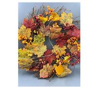 XYFGSBHQ Ghirlanda di Fiori di Zucca da Appendere alla Porta for Natale, Autunno, Halloween, Decorazione for la casa con Foglie d'Acero Colorate, Ghirlanda di Simulazione